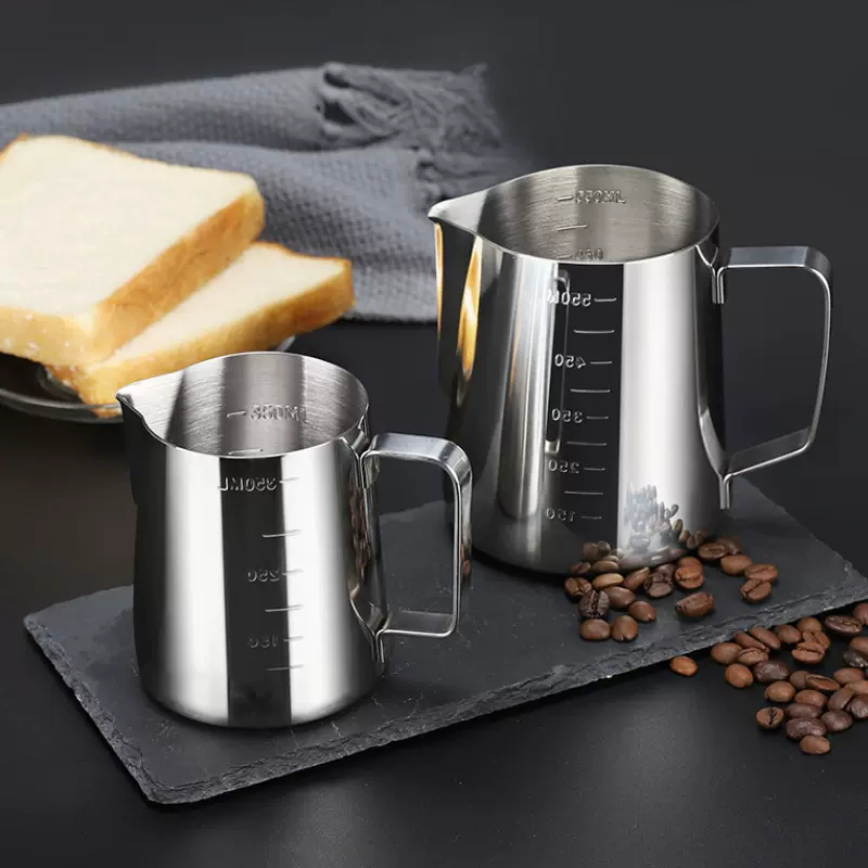 304加厚不锈钢咖啡拉花杯带刻度奶泡缸器具咖啡杯拉花打奶泡跨境