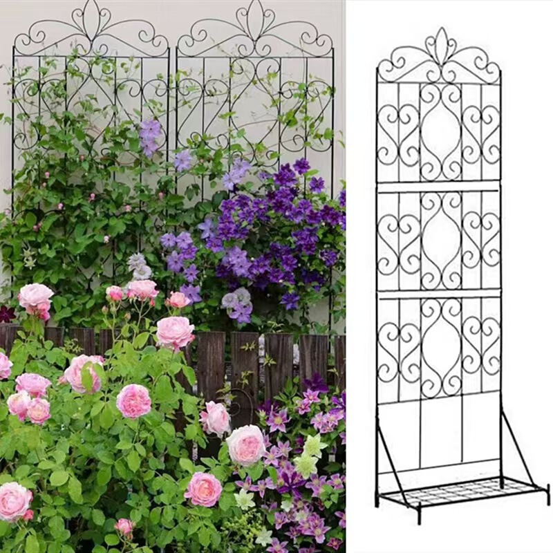 Wrought Iron Climbing Frame with Base European-Style Screen Climbing Balcony Indoor Rack Rose Grid Support Flower Pot Stand Wrought Iron Climbing Frame with Base European-Style Screen Climbing Balcony Indoor Rack Rose Grid Support Flower Pot Stand