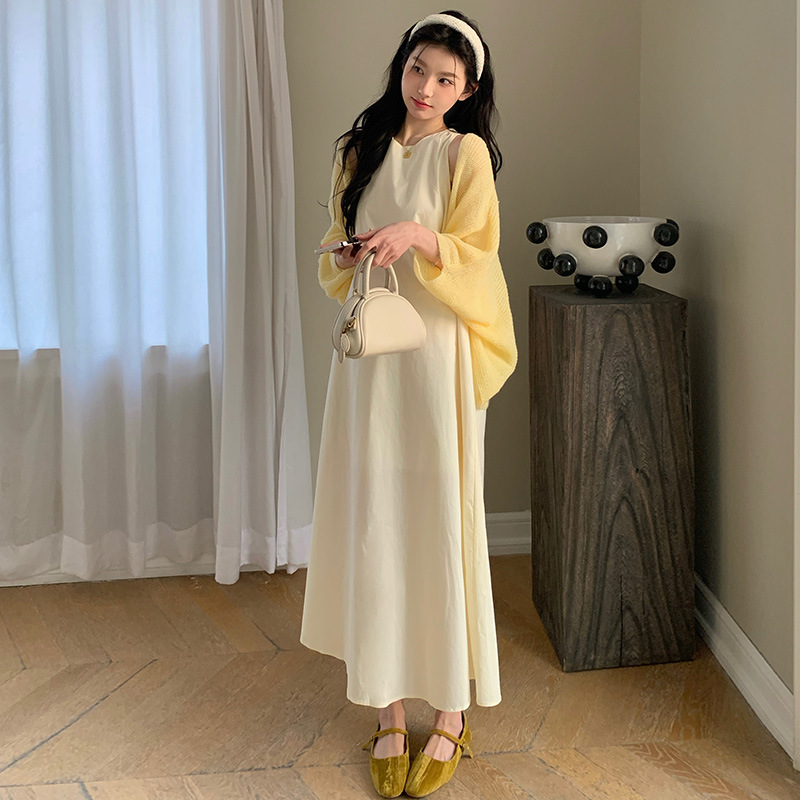205早秋新品孕妇套装韩版时尚宽松孕妇背心裙+针织开衫两件套裙|undefined