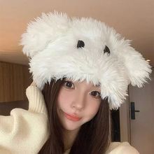 毛绒帽子女秋冬季针织帽毛线帽百搭大头围显脸小冬天保暖护耳冷帽