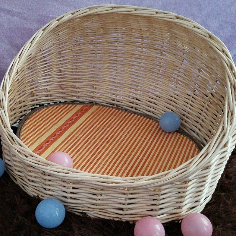 Ротанговый домик для собак/кошек, ивовый домик для кошки, летний всесезонный, съемный, стираемый, для маленьких и средних собак/тедди, заводской