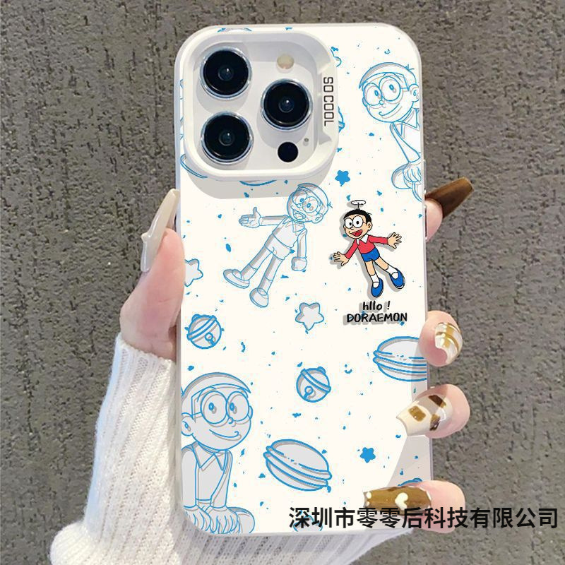 Cartoon Strawberry Bear Suitable for Apple 15Promax Mobile Phone Case 14 Cute Simple Color Silver Imd Anti-Fall Protective Cover