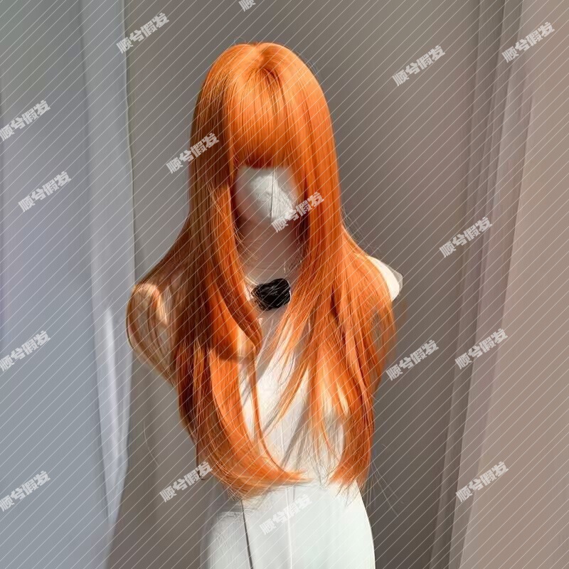 Shunxi Wig for Women, Lolita Style, Long Straight Hair, Dirty Orange Color, Natural Bangs, Realistic Synthetic Hair, Full Head Wig Shunxi Wig for Women, Lolita Style, Long Straight Hair, Dirty Orange Color, Natural Bangs, Realistic Synthetic Hair, Full Head Wig