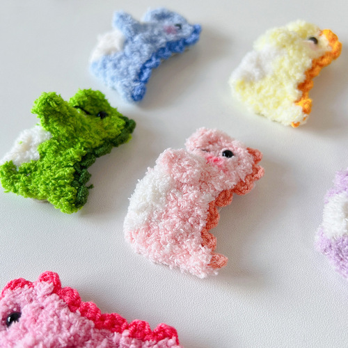 Rainbow little dinosaur handmade wool crochet children's hairpin baby hairpin bb clip side clip bangs clip cute