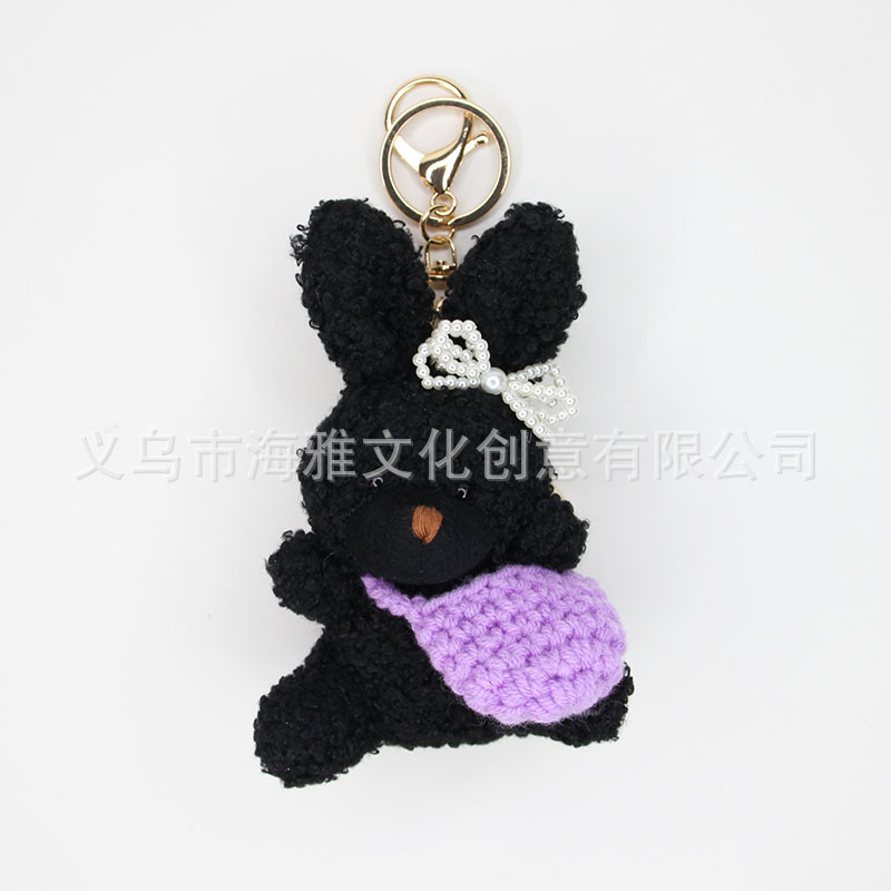 Estilo coreano medio 12CM conejo rizado TikTok popular del nudo arco mochila colgante teléfono móvil bolsa de coche adornos