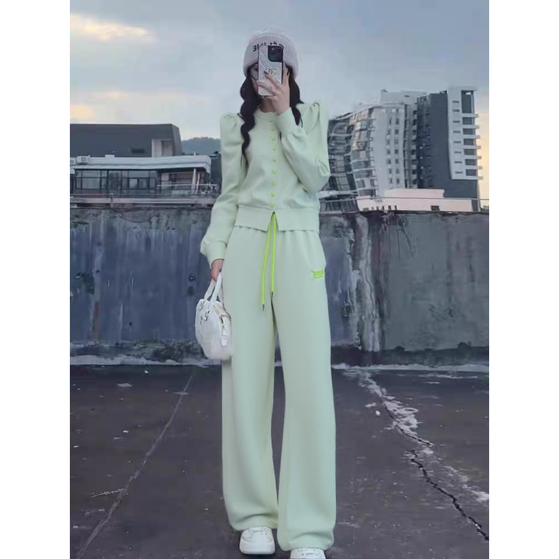 2025新款休闲运动套装女开衫外套宽松阔腿裤两件套时尚高级感|undefined