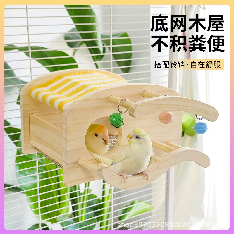 Попугай колокольчик деревянный дом из нержавеющей стали