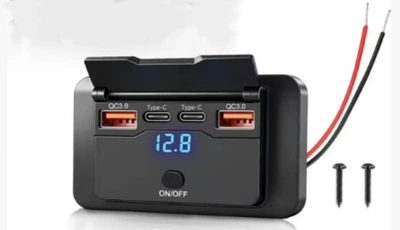 Mobil şarj cihazları to 4-Port Charger, No-Drill Flip - automobile-and-motorcycle-modifier-qc30type-ctype-cqc30-with-digital-display