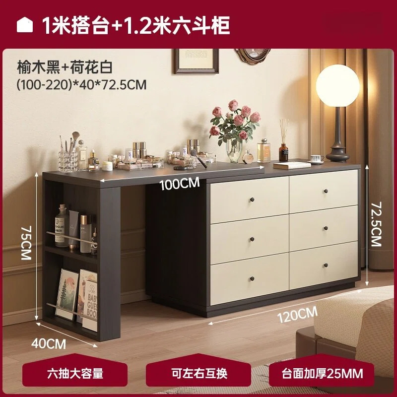 Retro estilo francés cabecera de cama梳妆台 escritorio 2 en 1 pequeño dormitorio retráctil mesa de maquillaje de gran capacidad de almacenamiento