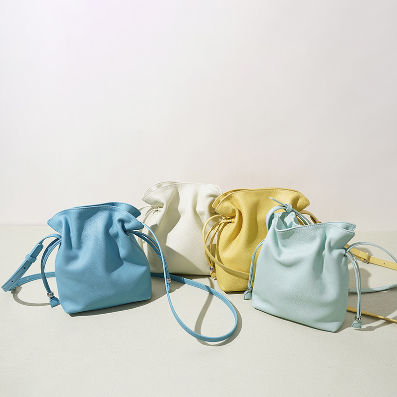 Cross-Border New Lucky Bag Phone Purse Simple Versatile Drawstring Cloud Bag Niche Luxury Genuine Leather Shoulder Crossbody Bag - Thumbnail 3