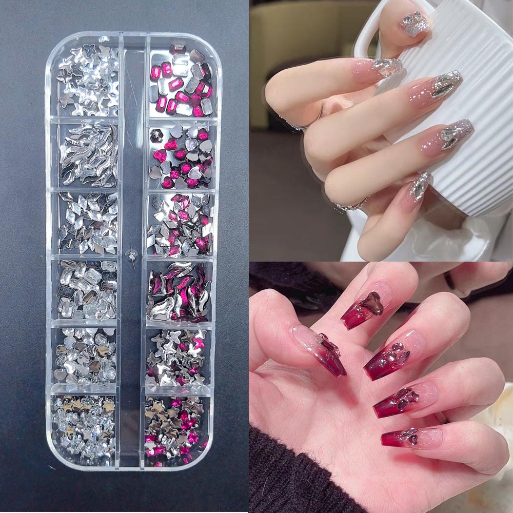 Accesorios para uñas Mini diamantes para uñas Diamantes planos de forma especial Blanco rosa champán Accesorios para uñas súper brillantes