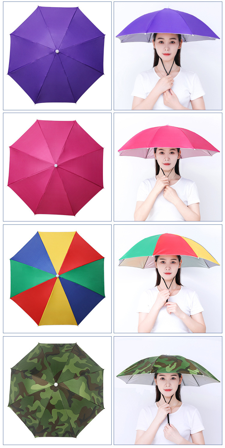 双层防风防雨钓鱼伞帽头戴式雨伞防晒折叠头顶雨伞帽户