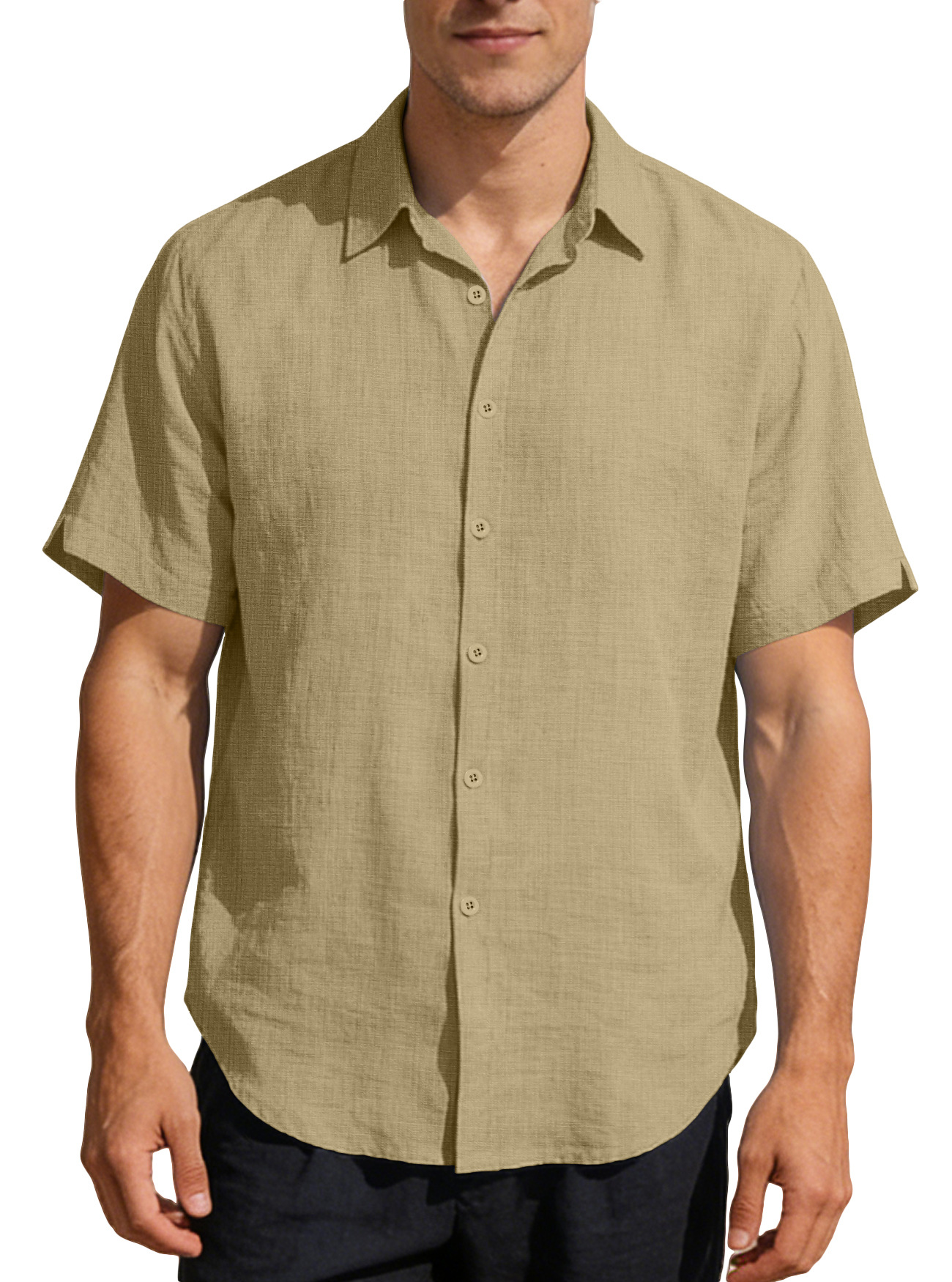 Nuevas camisas transfronterizas europeas y americanas Amazon para hombres de verano nuevas camisas de solapa de color sólido de moda casual camiseta de manga corta para hombres