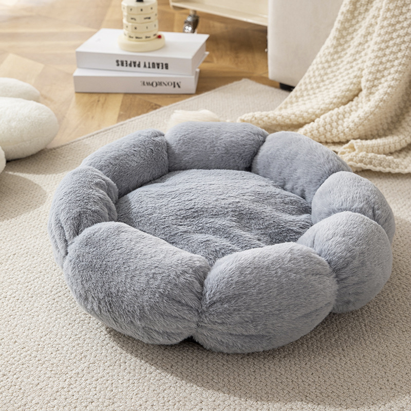 Nuevo nido para mascotas, nido para gatos con forma de pétalo, nido para perros, cama para mascotas universal para cuatro estaciones, nido de flores de felpa cálido, nido redondo