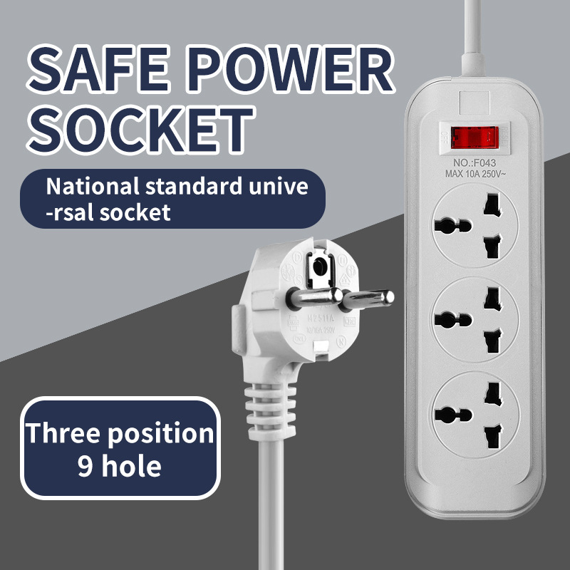 Enchufe transfronterizo estándar europeo estándar británico estándar americano placa de enchufe multi-enchufe de 2 metros zócalo universal puerto USB / PD enchufe