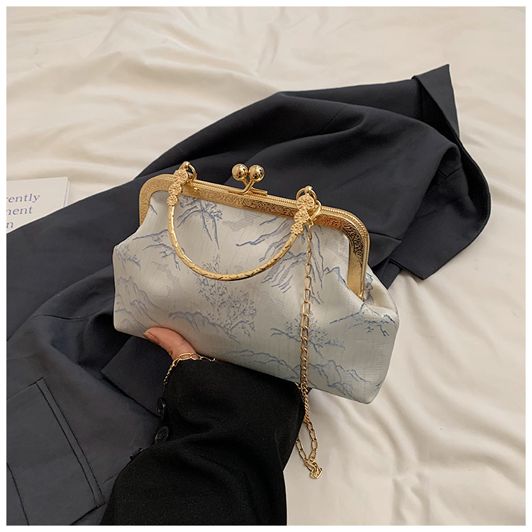 新しいチャイナドレスバッグ、中国風の刺繍バッグ、女性の中国風のレトロなポータブルクロスボディバッグ、多用途のチェーンイブニングバッグ|undefined