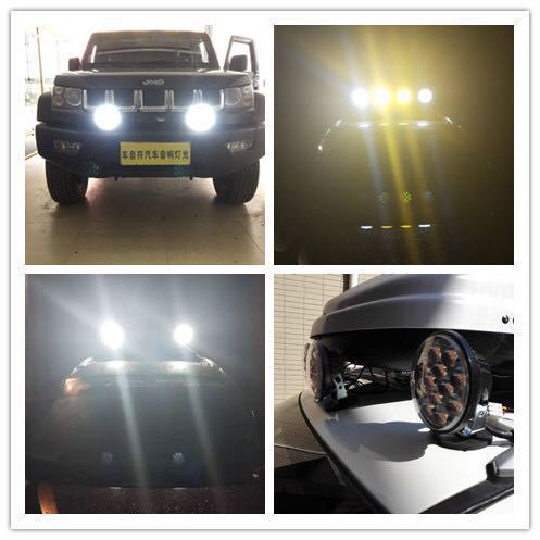 Off-road vehicle LED spotlight, roof rack, front bumper, modified headlight 12v car 5inch circular searchlight, super bright