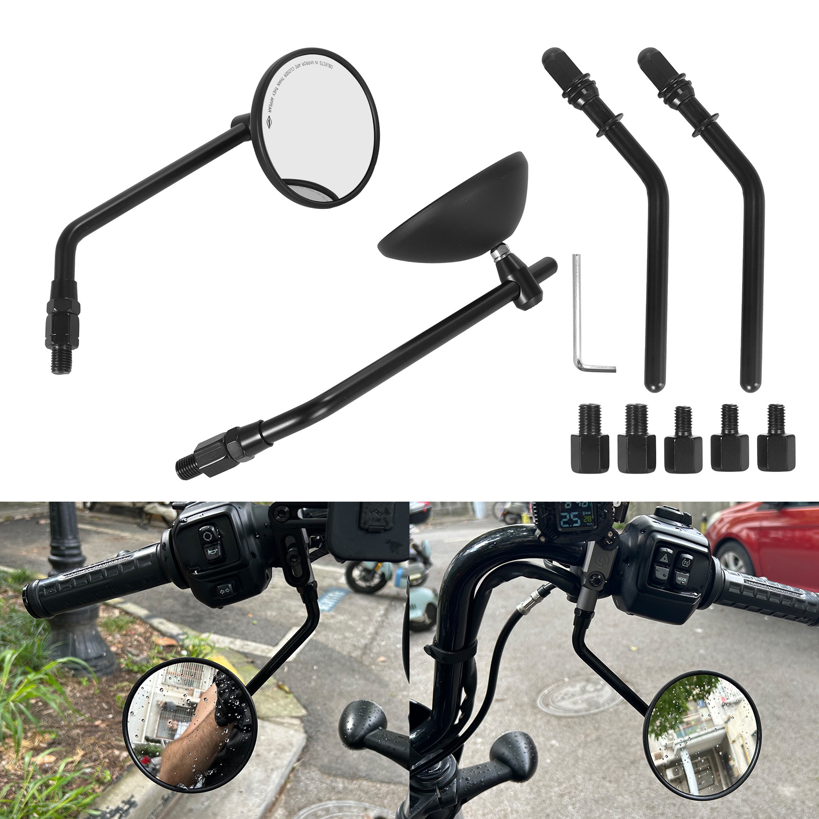 European and American Modified Harley Retro Universal Round Rearview Mirror Motorcycle Huanglong 600 Chunfeng Ktm Prince Rearview Mirror