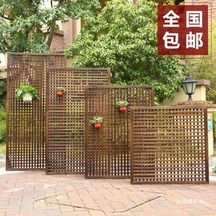 New Anti-Corrosion Wood Fence Screen Partition Wood Grid Climbing Vine Flower Stand Wooden Fence Villa Garden Fence Guardrail Garden