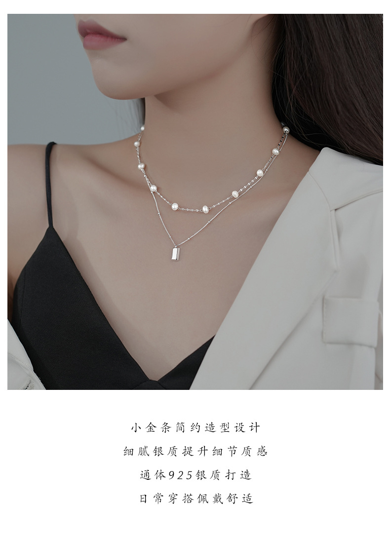 Linglang S925 Sterling Silver Necklace for Women Clavicle Chain Shiny Necklace Dainty Gifts Silver Jewelry Gifts