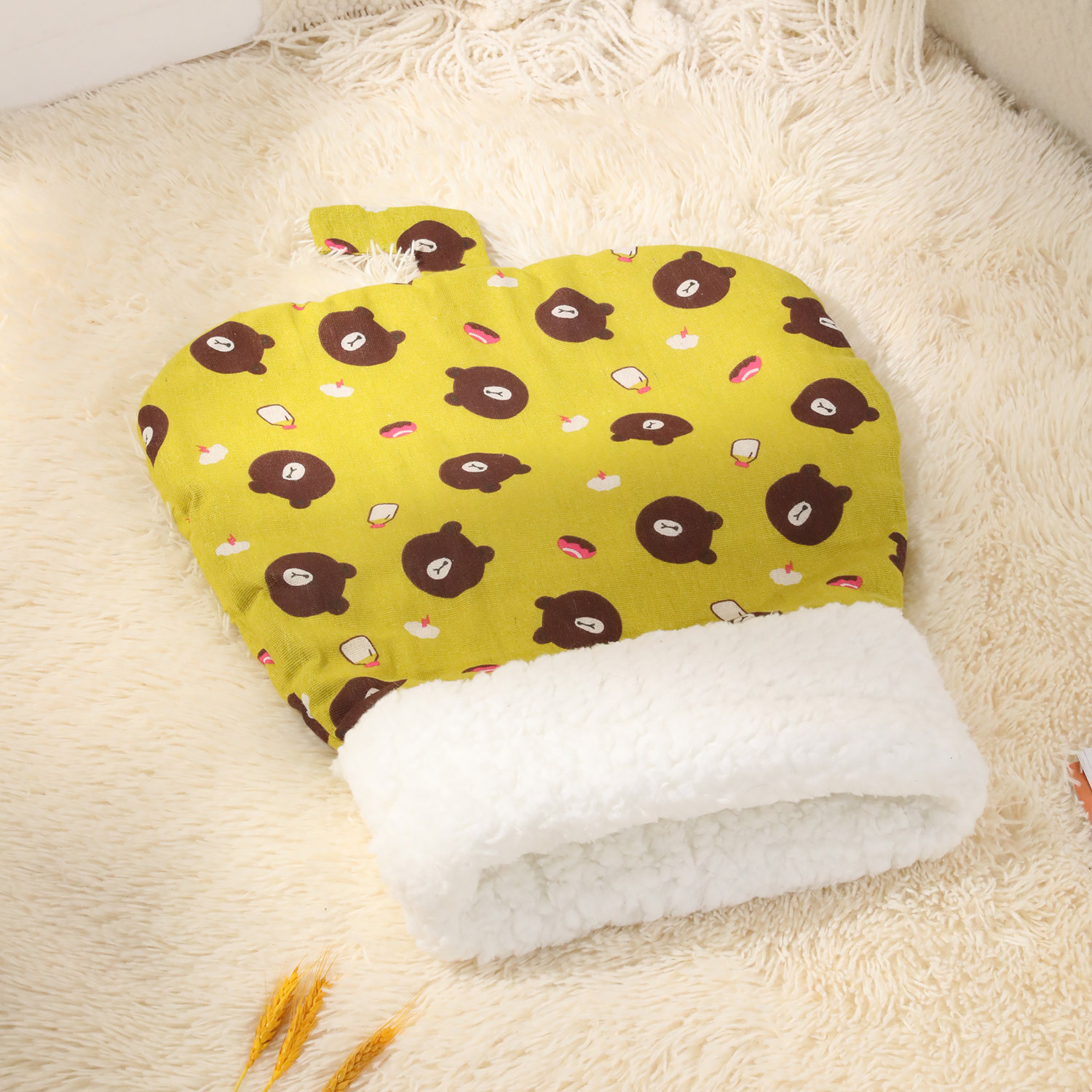 Nido de saco de dormir para mascotas de lana de cordero, nido de gato cálido de otoño e invierno, saco de dormir, agujero de perforación, nido de perro de seguridad de gatito cerrado