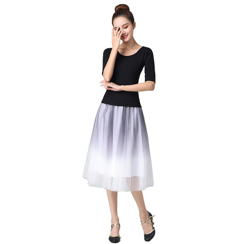 Modern square dance clothing new mesh gradient skirt basic training ballet training clothing adult dance performance clothing