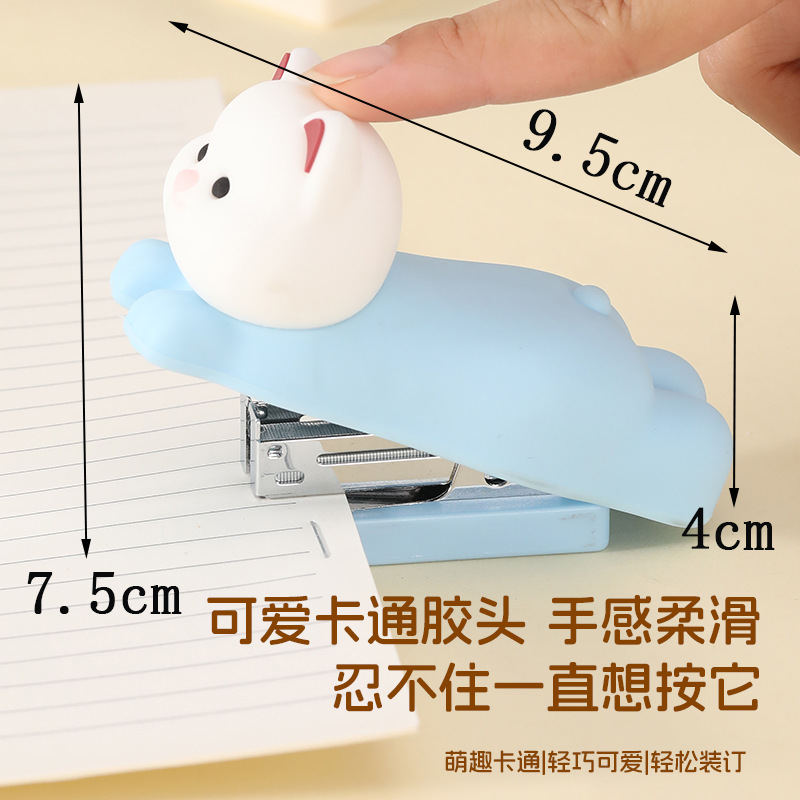 국경 대형 PVC 실리콘 휴대용 노동 절약 만화 스테이플러 사무용품 데스크탑 장식품을위한 Mingqiang 공장