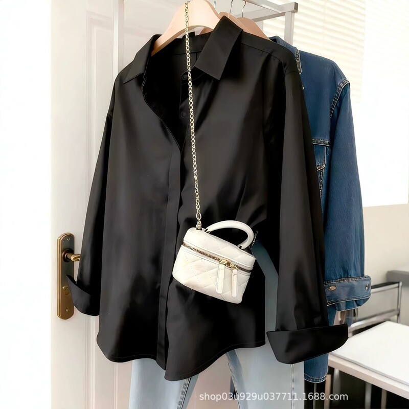 2026 new collection: elegant French-style long-sleeved blouse for women, perfect for work, with a loose fit and hidden button closure 2026 new collection: elegant French-style long-sleeved blouse for women, perfect for work, with a loose fit and hidden button closure