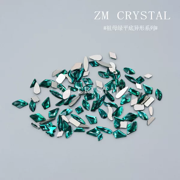 New Emerald Nail Art Flat Bottom Shapes Diamond Dark Green Nail Art Gold Bottom Diamond Nail Art Jewelry Nail Rhinestones