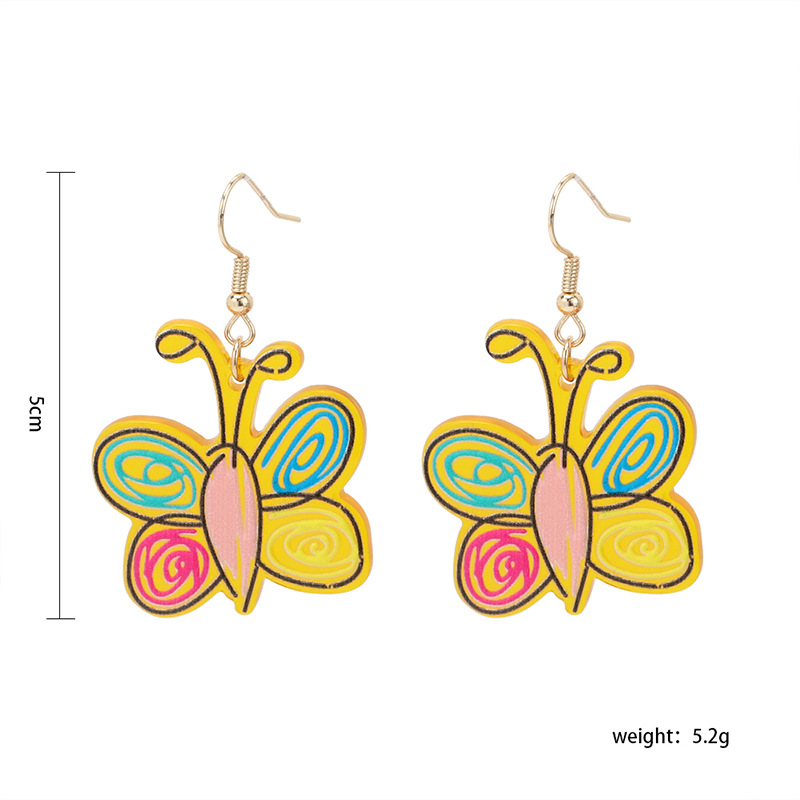 Wholesale Jewelry Cute Cartoon Color Butterfly Pendant Earrings Nihaojewelry display picture 1