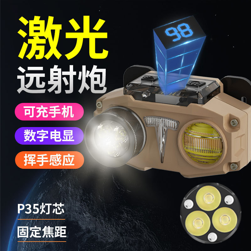 Faro DE LA CÁMARA luz fuerte recargable de largo alcance impermeable hogar Súper brillante montado en la cabeza pesca nocturna lámpara al aire libre lámpara de minero de inducción