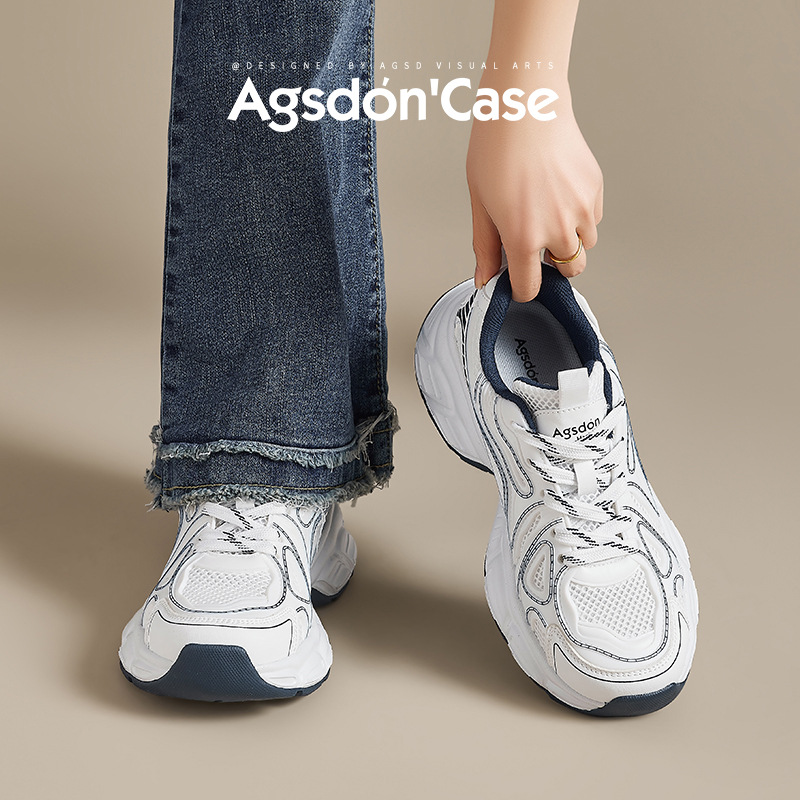 Augustion Daddy Shoes Mujer 2025 nuevo verano malla gruesa suela blanca zapatos deportivos casuales pequeños