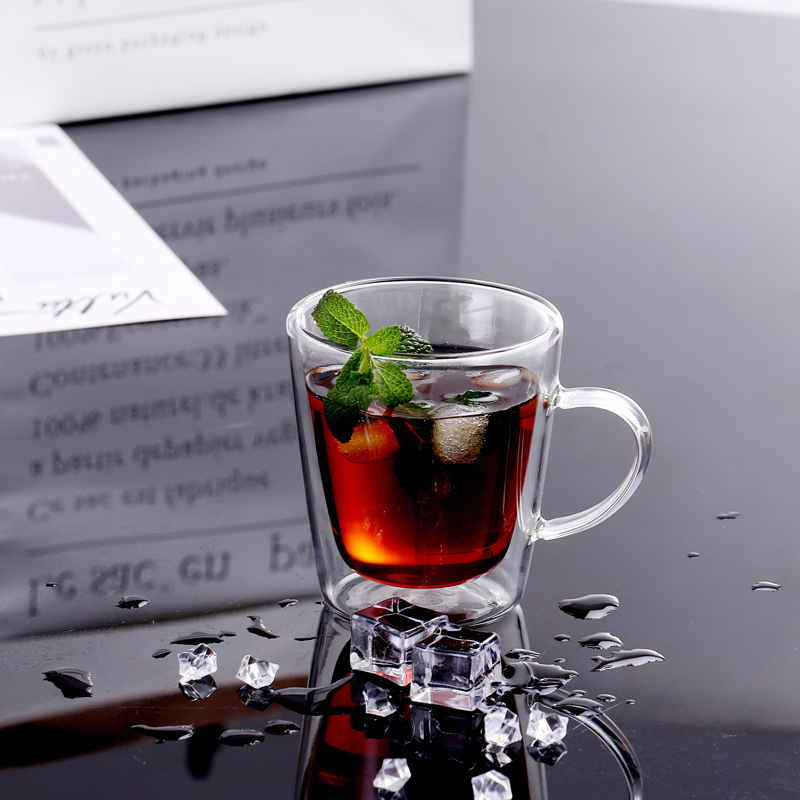 Taza de jugo de leche con mango vidrio de borosilicato taza de doble capa bebida fría tienda jugo taza de café taza de agua