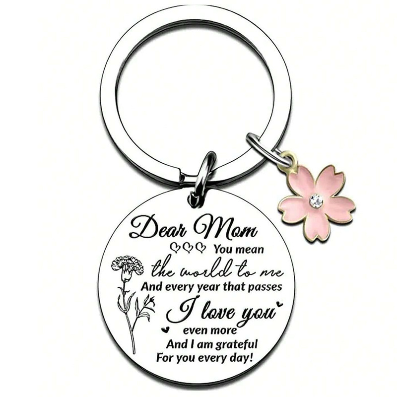 Stainless steel keychain laser lettering mother's day mother stepmother holiday gift bag small pendant in stock wholesale Stainless steel keychain laser lettering mother's day mother stepmother holiday gift bag small pendant in stock wholesale