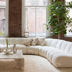 意式輕奢弧形自由組合沙發北歐簡約ins網紅設計師羊羔絨模塊沙發