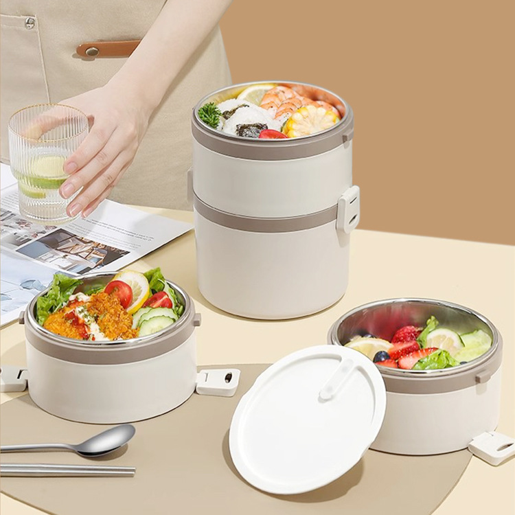 304 caja de almuerzo aislada de múltiples capas de acero inoxidable horno de microondas calefacción lonchera portátil trabajador de oficina lonchera de acero inoxidable