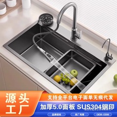 304不锈钢加厚5.0小米粒水槽大单槽厨房洗菜盆家用洗碗槽台下盆无