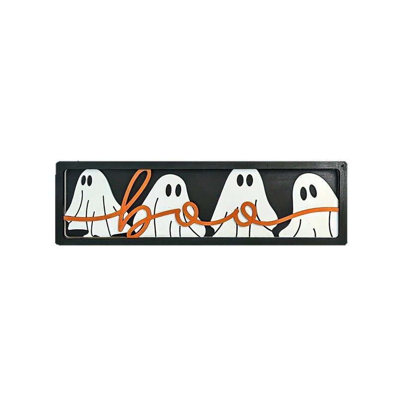 1 個木製 3D ハロウィン BOO ゴーストホームオーナメント装飾看板ハロウィンゴーストハローウェルカムサイン|undefined