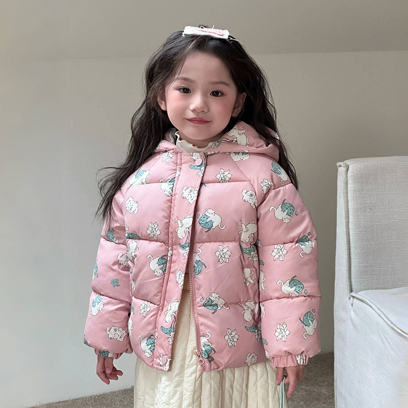 Invierno nuevo chaqueta de plumón para niños niñas niñas bebés de color nórdico de dibujos animados abrigo de algodón