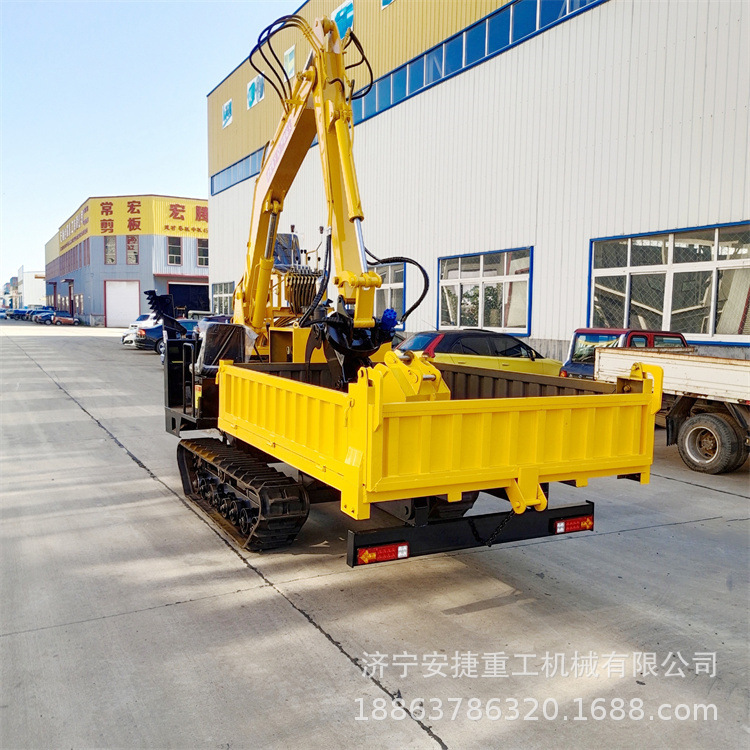 山地四驱履带随车抓 前铲后拖履带随车抓 5吨拉树木抓木机