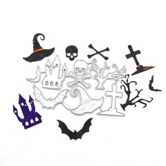 scrapbooking DIY切割 碳鋼刀模 壓花刀模模板萬聖節恐怖元素組合