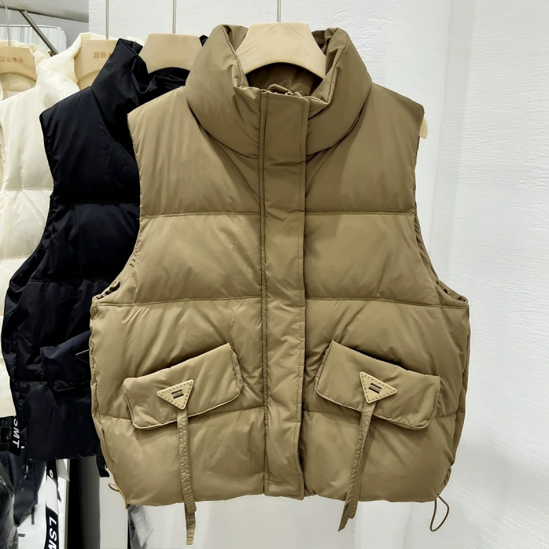 黁белый Down jacket, demi-season short fashionable vest, plus size, western style