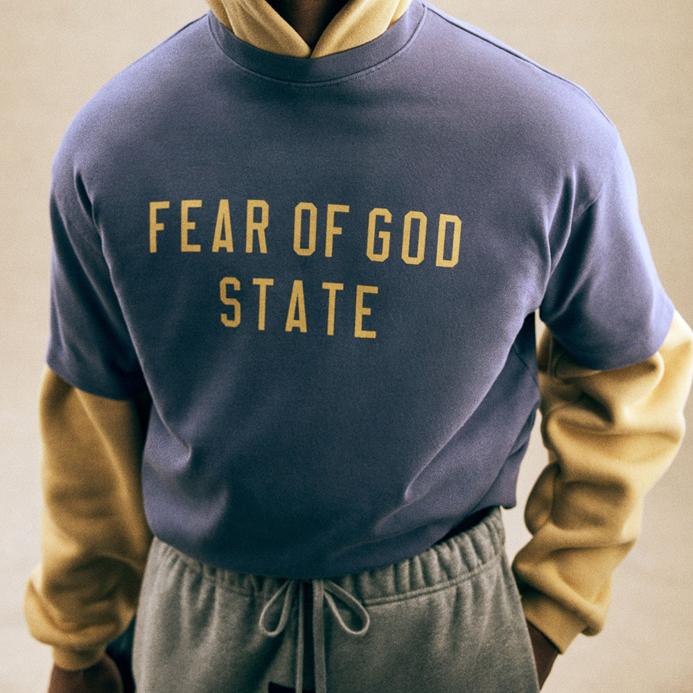 24FW nuevo FOG ESSENTIALS peso pesado letra impresa hombres y mujeres cuello redondo suelta camiseta de manga corta marea