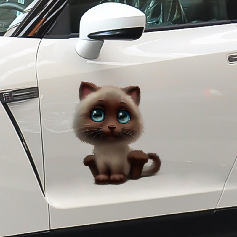 车贴3D立体卡通 个性创意汽车萌猫玻璃车门划痕装饰贴可爱猫咪