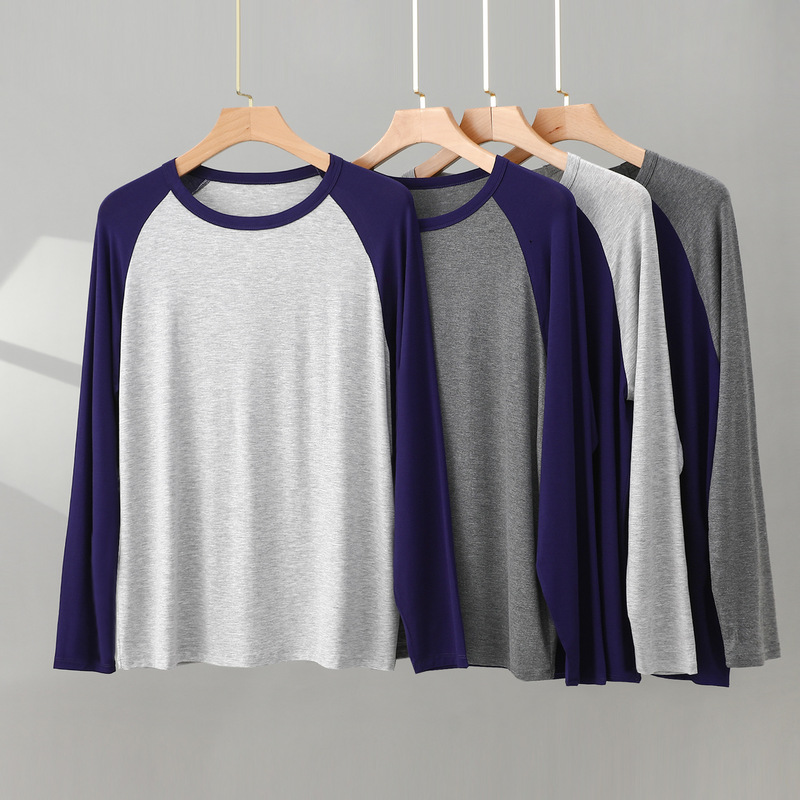 Modal Long-Sleeve T-Shirt for Men, Round Neck, Plus Size, Spring and Autumn Thin Loose Top, Large Size Underwear Base Shirt