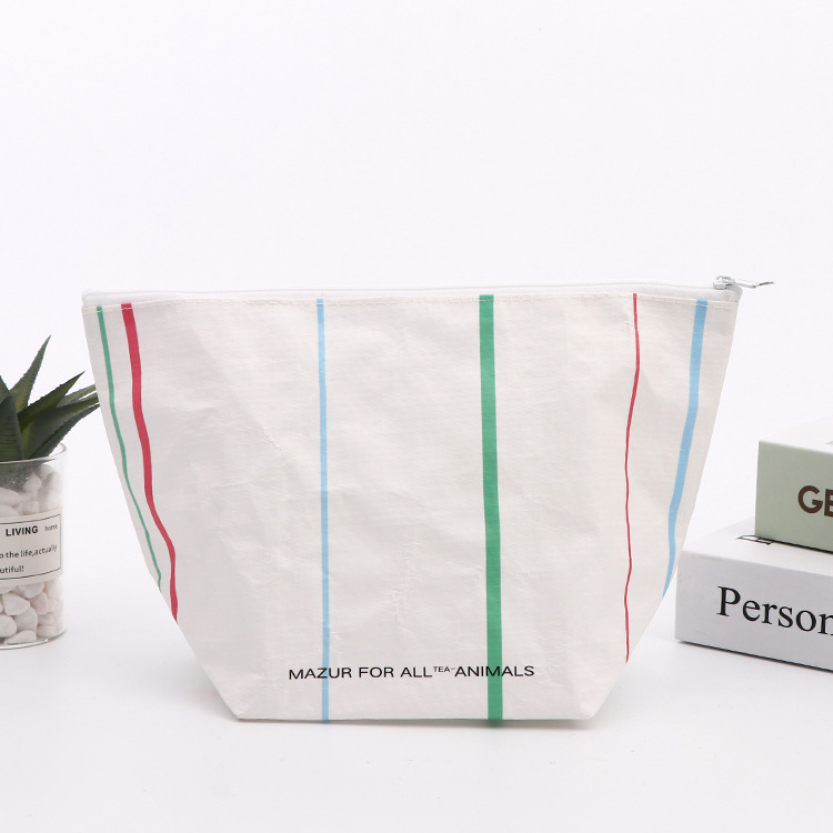 覆膜彩印创意拉链覆膜编织袋防水加厚手拿料购物袋化妆品收纳袋