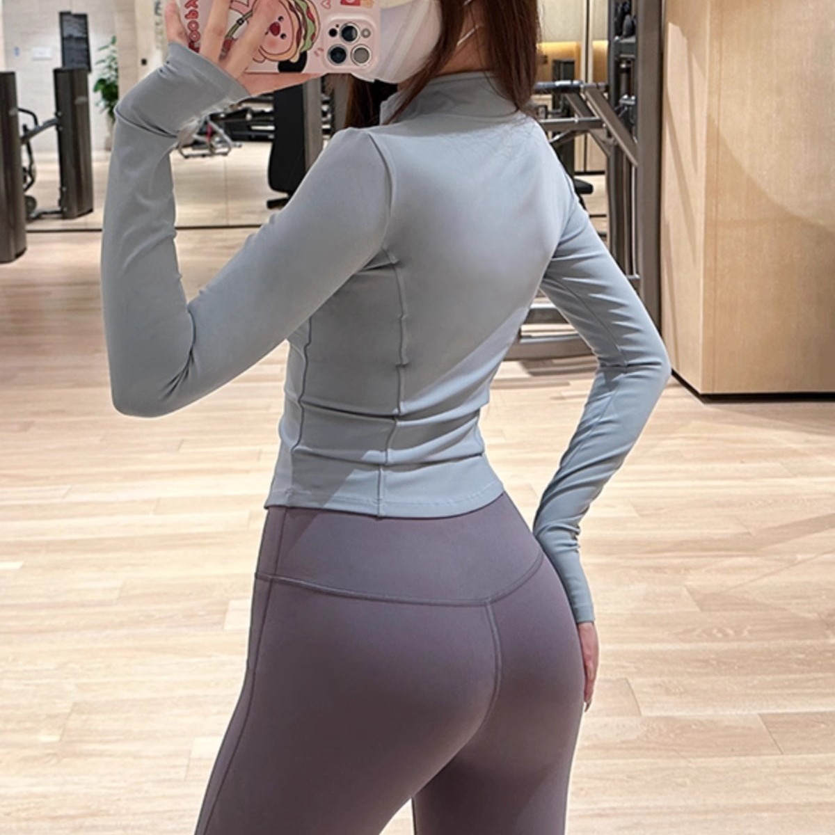 Fitness Jacket With Stand-up Collar And Zipper For Women_voghion.com