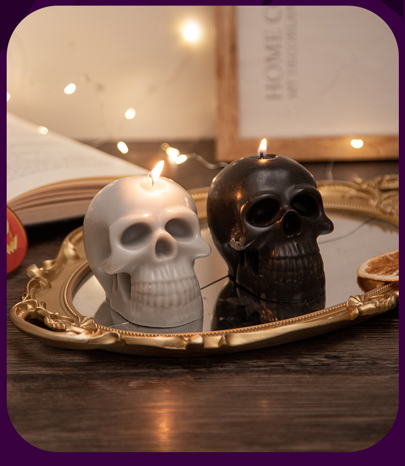 万圣节骷髅香薰蜡烛批发手工造型骷髅头蜡烛摆件跨境万圣节礼品详情12