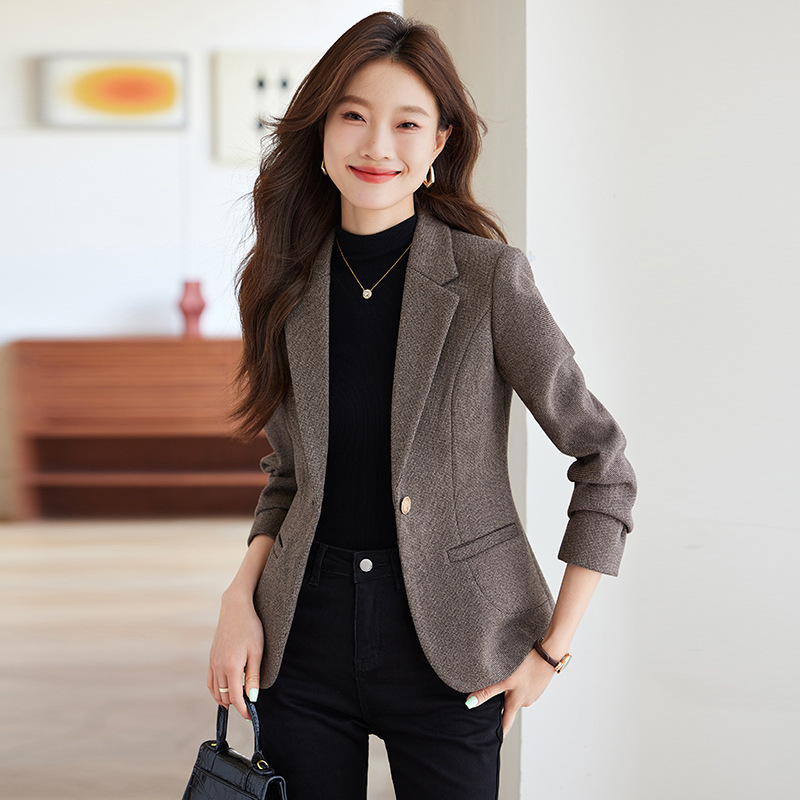 Woolen Blazer for Women, New Autumn and Winter Style, Long-Sleeved Professional Wear, Short Suit, Casual and Elegant, Slim-Fit and Flattering Top