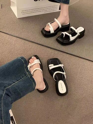 2025 Summer New Style Women's Slide Sandals, Platform Trendy Online-Ready Toe-Covering, Wear-Resistant Roman-Style Thick-Soled Korean-Style Sandals